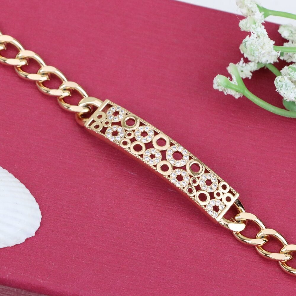 "Rose Gold Bracelet with Bubble Circle Design and Stone Accents, XPBL0932